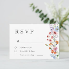 Tarjeta de RSVP de Boda de Flores Silvestres Minim