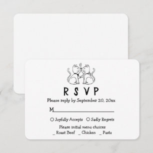 Tarjeta de RSVP de boda de gatitos de dibujos anim