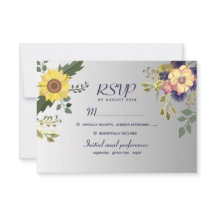 Tarjeta de RSVP de boda de girasol boho