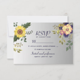 Tarjeta de RSVP de boda de girasol boho