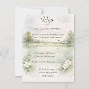 Tarjeta de RSVP de Boda de Golf Salida Inicial p