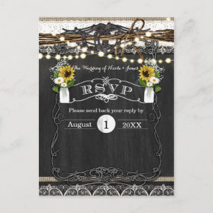 Tarjeta de RSVP de Boda de Herraduras y Flores Rús
