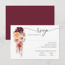 Tarjeta de RSVP de boda de hierba de Pampas Boho