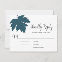 Tarjeta de RSVP de boda de hoja de arce de otoño a