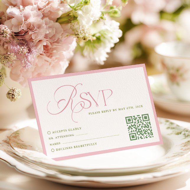 Tarjeta de RSVP de boda de Hortensia Rosa (Subido por el creador)