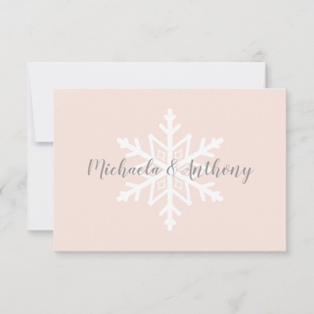 Tarjeta de RSVP de boda de invierno con copo de ni (Anverso)
