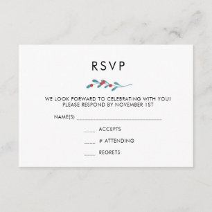 Tarjeta de RSVP de Boda de Invierno de Acebo y Bay