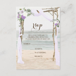 Tarjeta de RSVP de boda de lavanda Beach Arbor