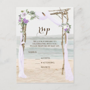 Tarjeta de RSVP de boda de lavanda Beach Arbor