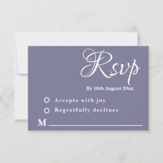 Tarjeta de RSVP de boda de lavanda polvorienta