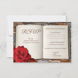 Tarjeta de RSVP de boda de libro de historia de am