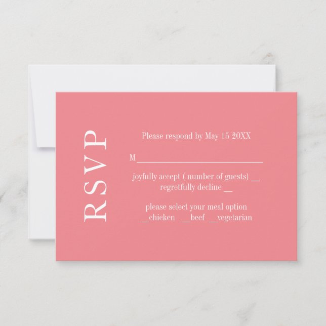 Tarjeta de RSVP de boda de minimalismo moderno con (Anverso)