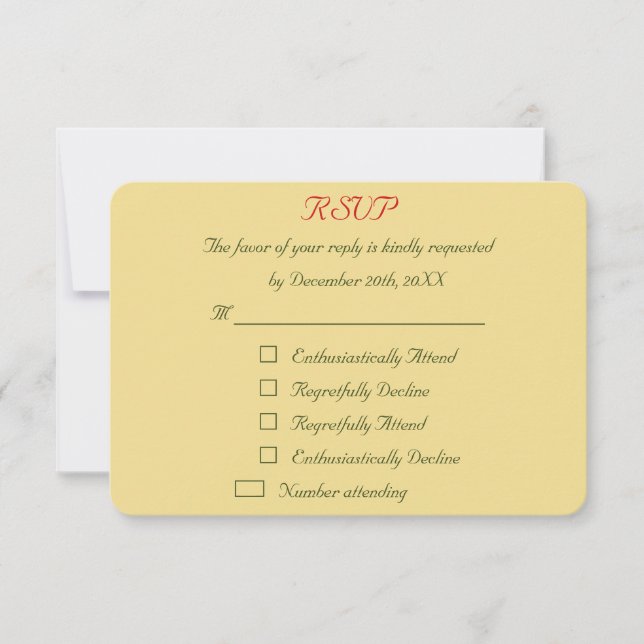 Tarjeta de RSVP de boda de Navidad personalizada y (Anverso)