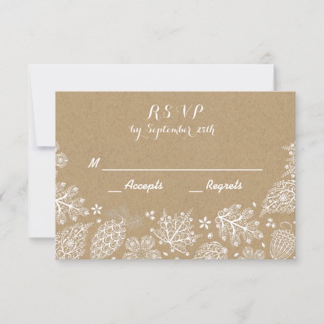 Tarjeta de RSVP de boda de otoño con hojas de enca (Anverso)