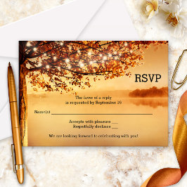 Tarjeta de RSVP de Boda de Otoño con Luces de Cade