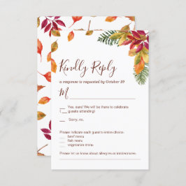 Tarjeta de RSVP de boda de otoño enamorada