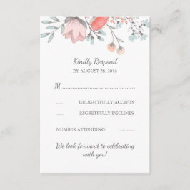 Tarjeta de RSVP de Boda de Ramo Floral Vintage