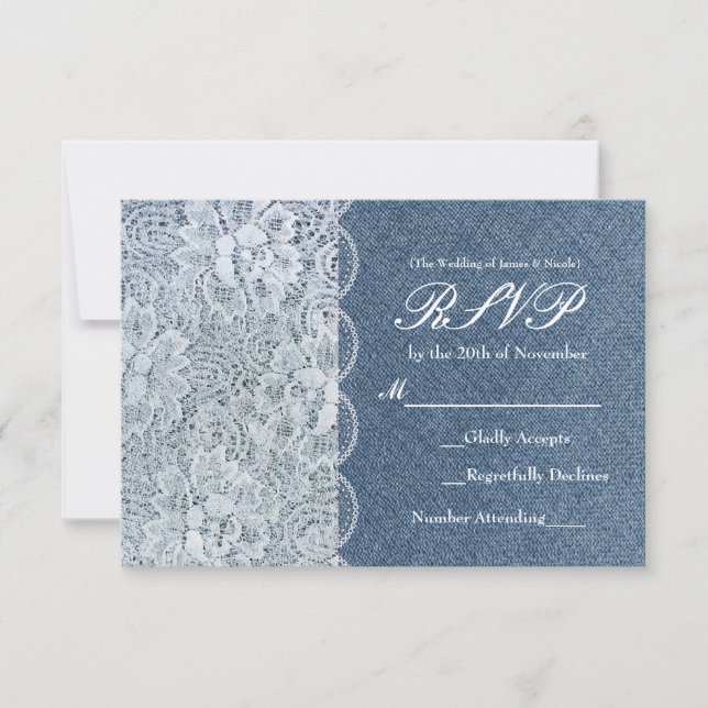 Tarjeta de RSVP de boda de romance rústico de mezc (Anverso)