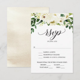 Tarjeta de RSVP de Boda de Rosas Blancas