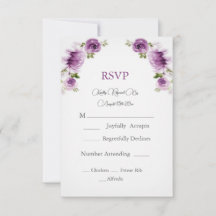 Tarjeta de RSVP de Boda de Rosas y Peonías Fucsia