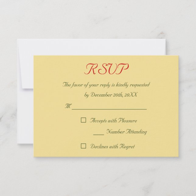 Tarjeta de RSVP de boda de vacaciones de Navidad c (Anverso)