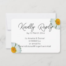 Tarjeta de RSVP de boda de verano con margarita rú