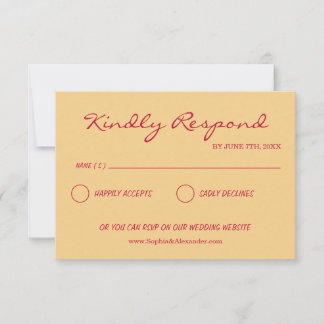 Tarjeta de RSVP de boda divertida y colorida retro