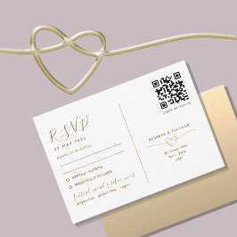 Tarjeta de RSVP de boda dorada de doble función co