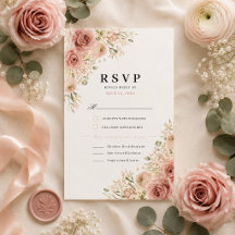 Tarjeta de RSVP de Boda Dusty Rose
