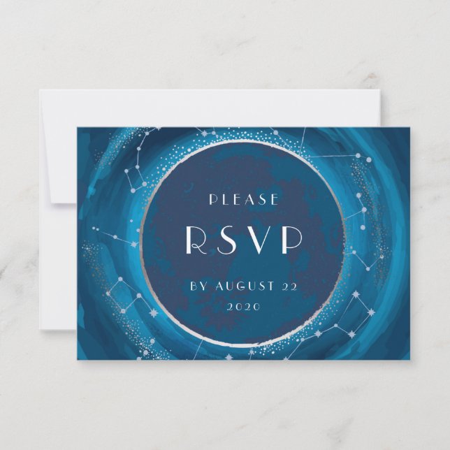 Tarjeta de RSVP de Boda Eclipse Moon (Anverso)