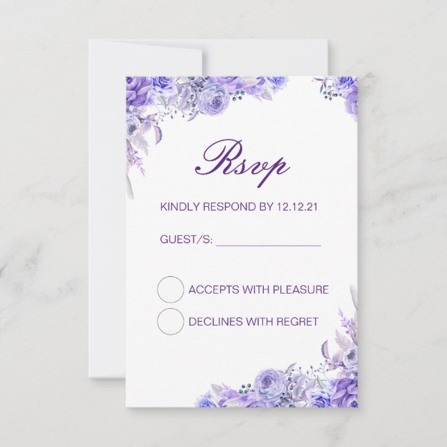 Tarjeta de RSVP de boda editable, Tarjeta de RSVP  (Anverso)