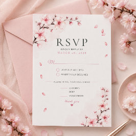 Tarjeta de RSVP de Boda Elegancia Flor de Cerezo