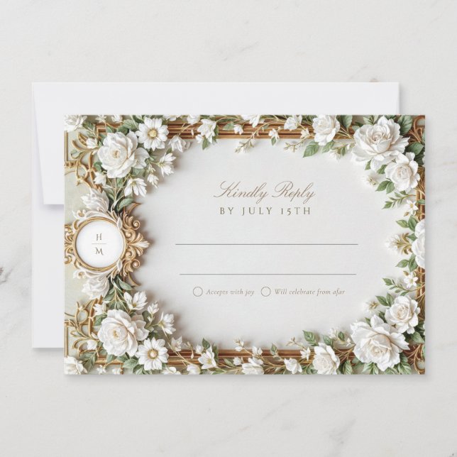 Tarjeta de RSVP de Boda Elegante (Anverso)