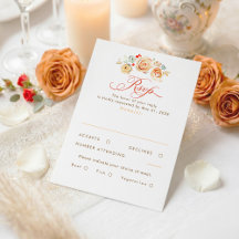 Tarjeta de RSVP de boda elegante caprichosa con fl