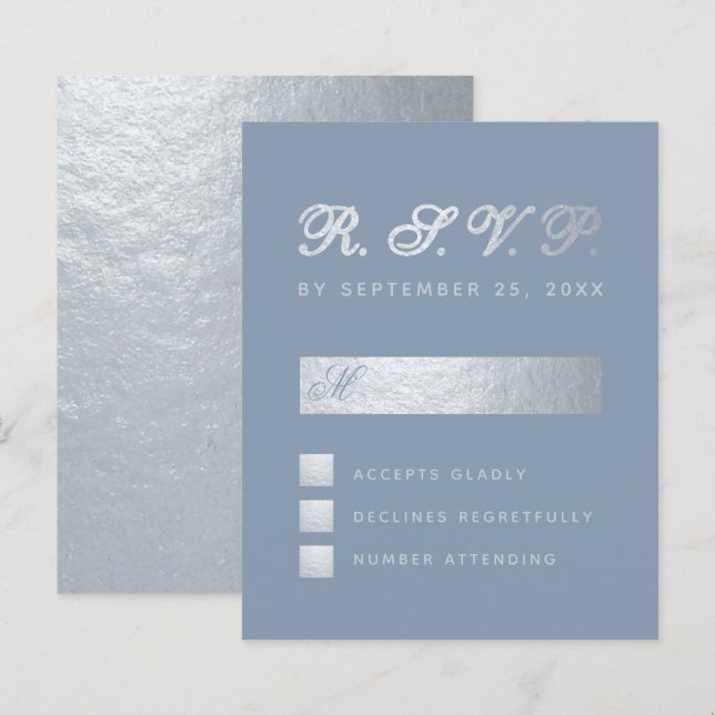 Tarjeta de RSVP de boda elegante con caligrafía pl (Anverso / Reverso)