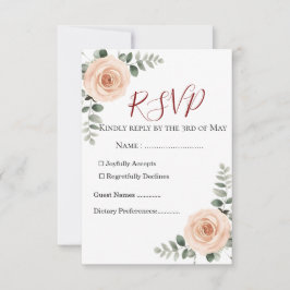 Tarjeta de RSVP de boda elegante con rosado y vege