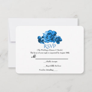 Tarjeta de RSVP de boda elegante con rosas de acua