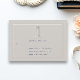 Tarjeta de RSVP de Boda Elegante Faro Náutico Cost