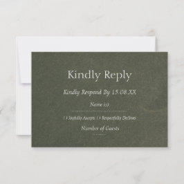 Tarjeta de RSVP de boda elegante moderna verde sal