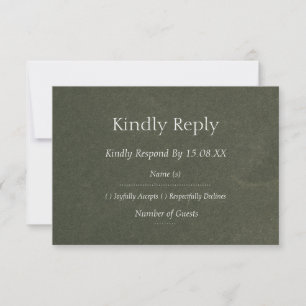 Tarjeta de RSVP de boda elegante moderna verde sal