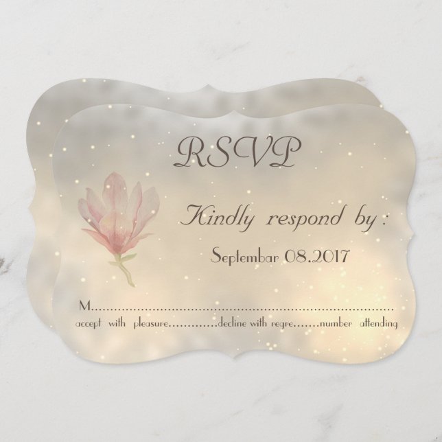 Tarjeta de RSVP de boda elegante y chic de magnoli (Anverso / Reverso)