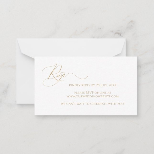 Tarjeta de RSVP de boda elegante y económica con g (Anverso)