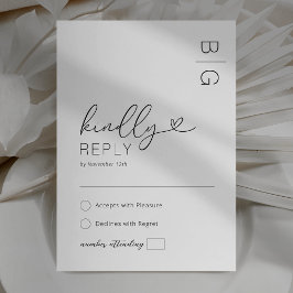 Tarjeta de RSVP de Boda en Blanco y Negro Moderno