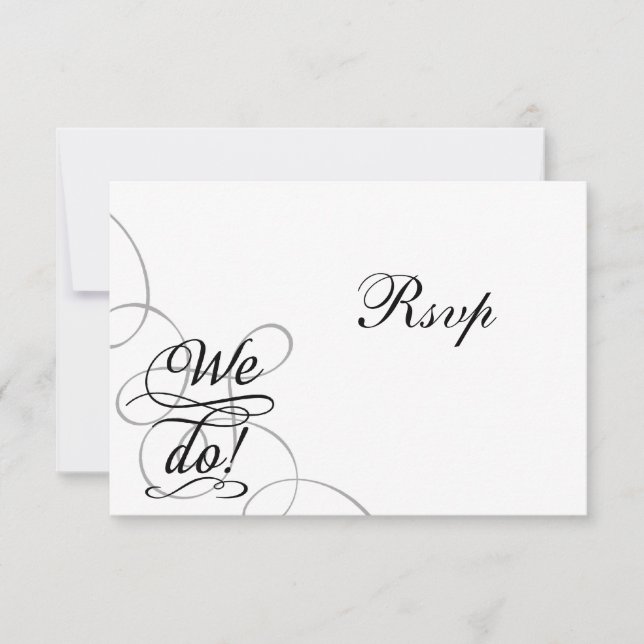 Tarjeta de RSVP de boda en negro y blanco con remo (Anverso)