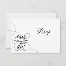 Tarjeta de RSVP de boda en negro y blanco con remo