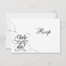 Tarjeta de RSVP de boda en negro y blanco con remo