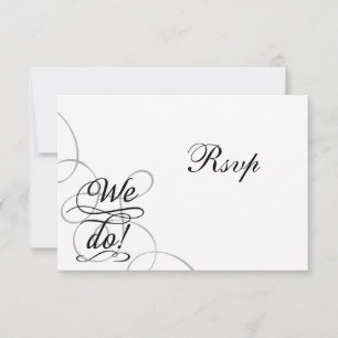 Tarjeta de RSVP de boda en negro y blanco con remo