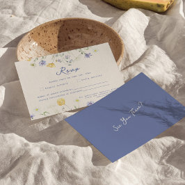 Tarjeta de RSVP de boda escrita a mano con flores 