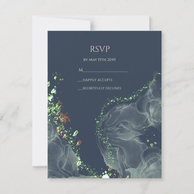 Tarjeta de RSVP de boda esmeralda verde   (Anverso)