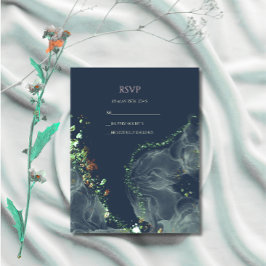Tarjeta de RSVP de boda esmeralda verde